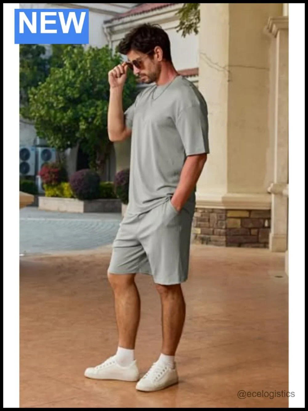 Men's 2 Piece Short Set Oversize T-Shirt Drawstring Tracksuit Athletic Casual